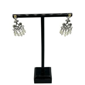 Vintage Silver Tone Chandelier Crystal Drop Earrings